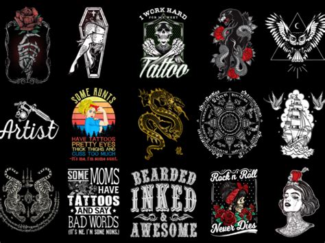 15 Tattoo Shirt Designs Bundle For Commercial Use Part 3 Tattoo T