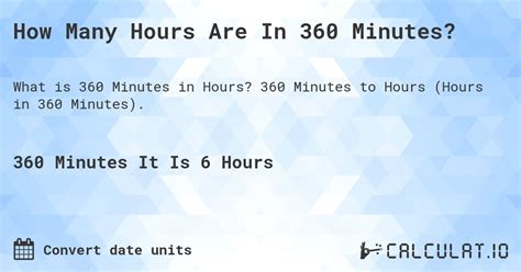 Convert 360 Minutes to Hours: Quick Insight for Your Schedule