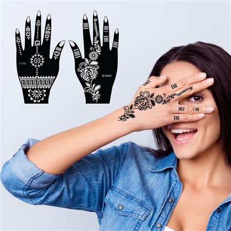 6Pcs Small Airbrush Tattoo Stencils For Women Kids Vicedeal