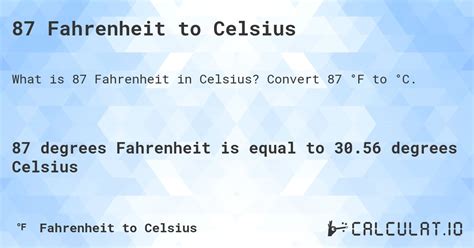 Converting 87 Fahrenheit to Celsius: Quick and Accurate Guide