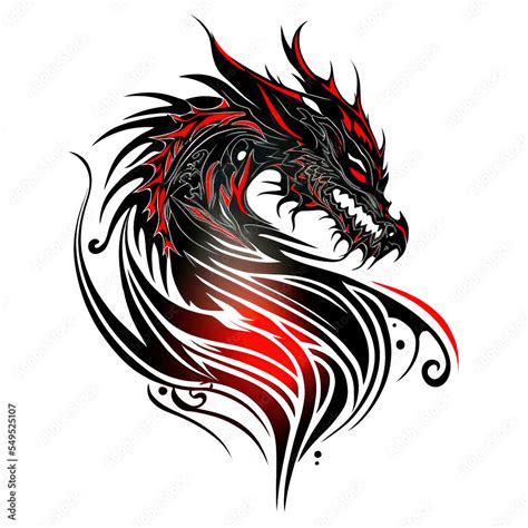 A Black And Red Dragon Tattoo Design On A White Background Stock A Black And Red Dragon Tattoo Design On A White Background Stock