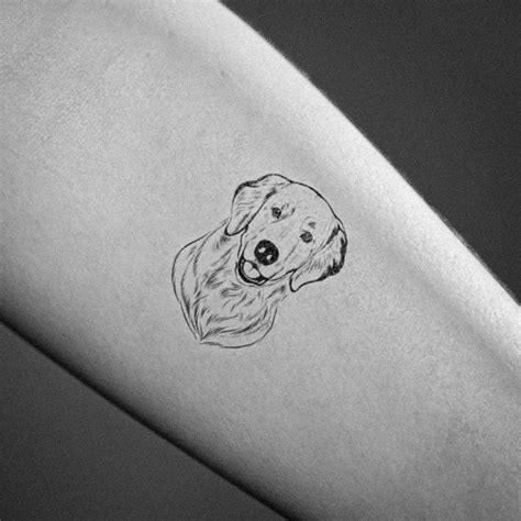 A Minimal Tattoo Of A Golden Retriever Amp 39 S Head In Black Ink