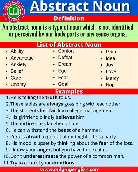 Unlock the Mysteries of Abstract Noun Examples: Clear and Compelling Insights