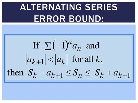 Alternating Series Error Bound: Quick Mastery