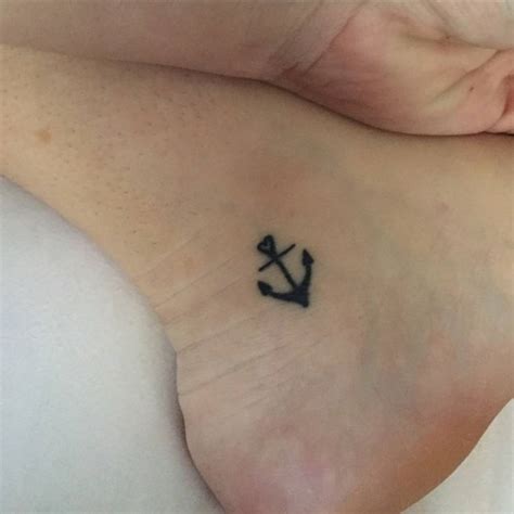 Anchor Tattoo With A Heart Shaped Ring On Kalee Ankle Anchor Tattoo With A Heart Shaped Ring On Kalee Ankle