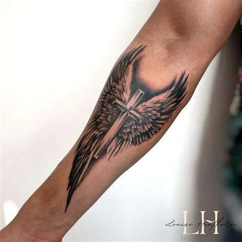 Angel Wings With Cross Tattoo Forearm Tattoo Ideas