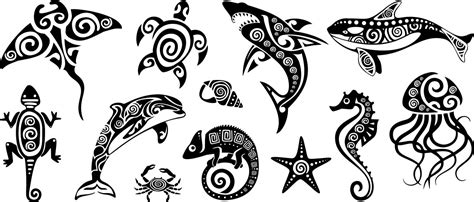 Animal Polynesian Tribal Tattoo Designs Pack Of 6 Small Maori