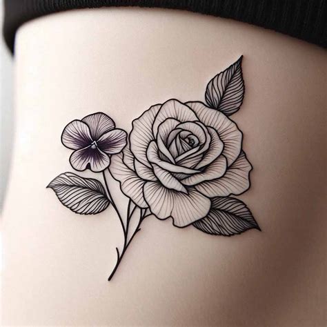 Artstation Violet And Rose Tattoo Birth Flower Tattoo