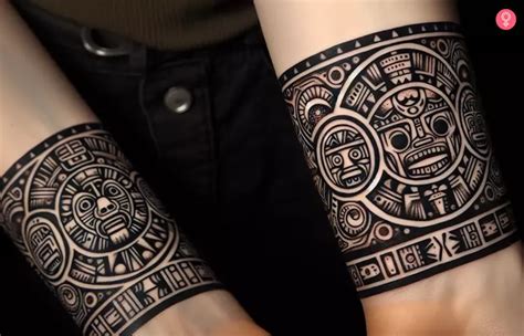 Aztec Inca Style Black With Color Bird Forearm Tattoo Design Aztec