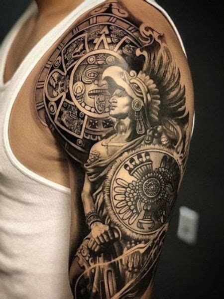 Aztec Warrior Tattoos Half Sleeve