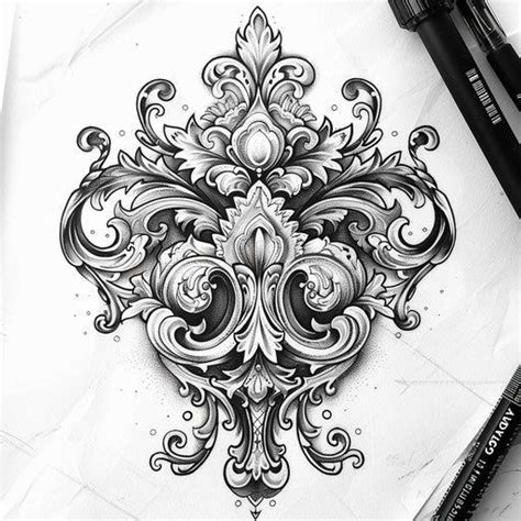 Baroque Tattoo Sketch Of A Kalinga Design With Ornate Details And