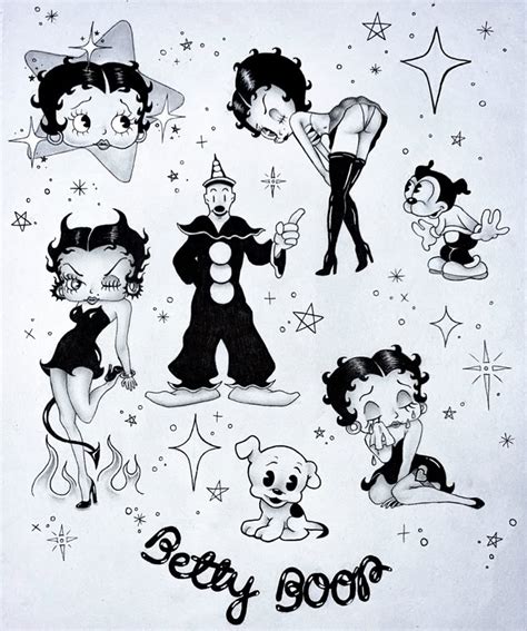 Betty Boop Tattoo Flash Art In 2025 Betty Boop Tattoos Cute Tiny