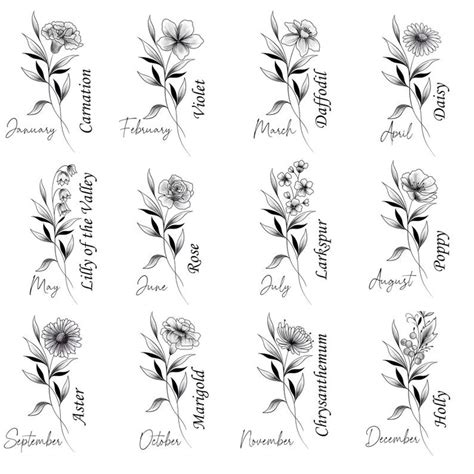 Birth Month Flowers Birth Flower Tattoos Bouquet Tattoo Flower Birth Month Flowers Birth Flower Tattoos Bouquet Tattoo Flower