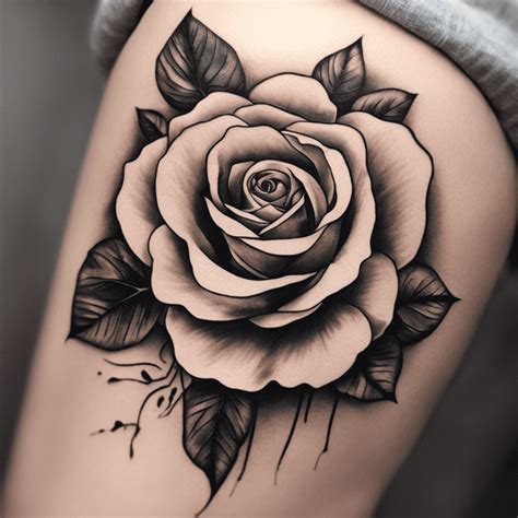 Black And Grey Rose Tattoo Design