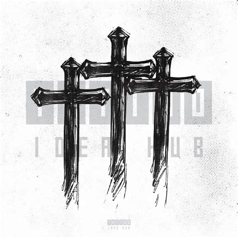Blackwork 3 Cross Tattoo Design Stencil Tattoobnb