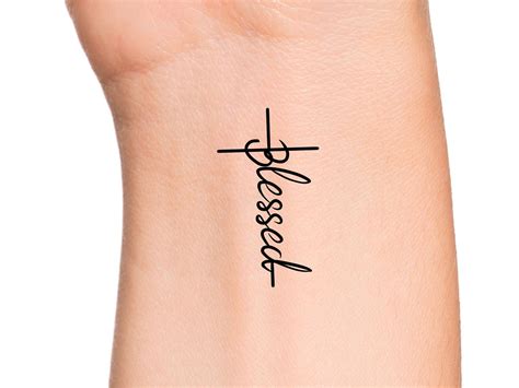 Blessed Cross Temporary Tattoo Religious Tattoo Etsy Blessed Cross Temporary Tattoo Religious Tattoo Etsy