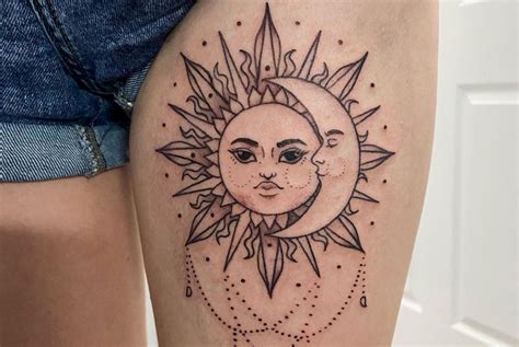 Bohemian Sun Moon Tattoos