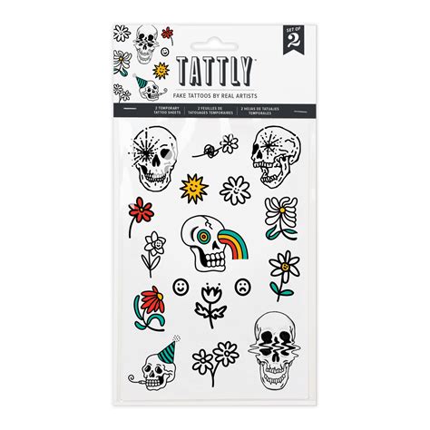 Bones Flowers Sheet By Wonkycube From Tattly Temporary Tattoos