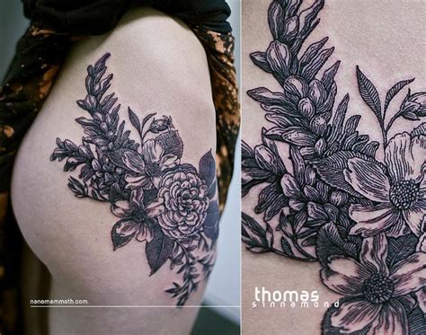 Buttock Flower Tattoos