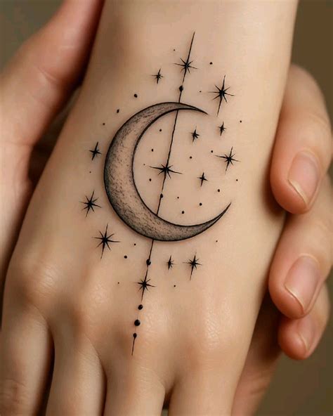 Celestial Crescent Hand Tattoo Moon Magic In Minimal Ink In 2025
