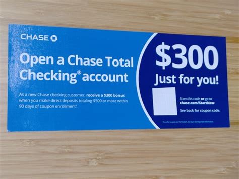 Chase Bank Coupon 300 Bonus Code W Qualifying Account Expire 10 15