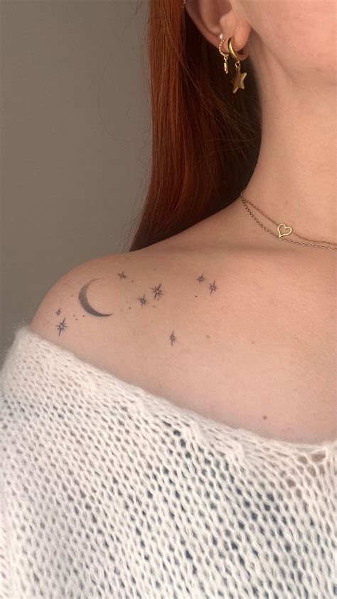 Collarbone Tattoo Galaxy Stars Moon Artofit