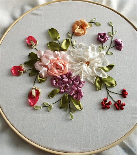 Cross With Ribbon Around It Designs Floral Ribbon Embroidery Kit