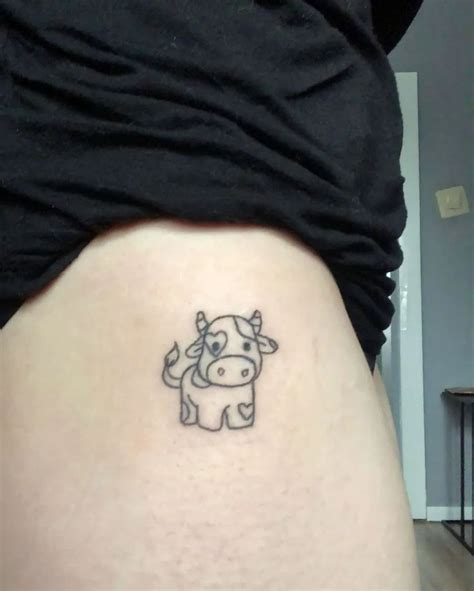 Cute Cartoon Cow Tattoo