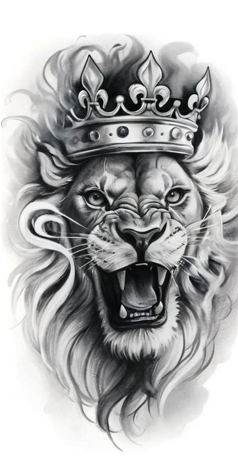 Did This Incredible King Lion And Crown Tattoo Yesterday This Design Embodies Strength Courage And Royalty In A Compact Form The Lion Represents Fearlessness While The Crown Symbolizes Power And Authority