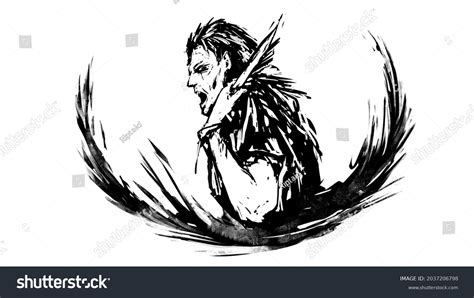 Dirty Tattoo Sketch The Guy Holds A Sharp Blade In His Hand And Has A