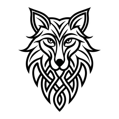 Download Black And White Tribal Wolf Head Tattoo Design Pngs Online Creative Fabrica