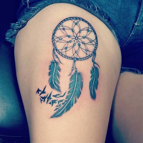 Dreamcatcher Thigh Tattoos Dreamcatcher Thigh Tattoos