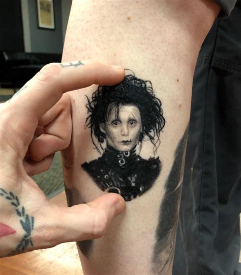 Edward Scissorhands Portrait Tattoo On The Hand Edward Scissorhands Portrait Tattoo On The Hand