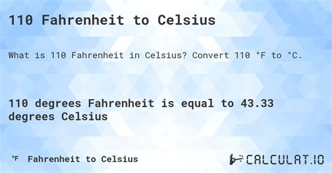 Fahrenheit 110 to Celsius Conversion Unveiled