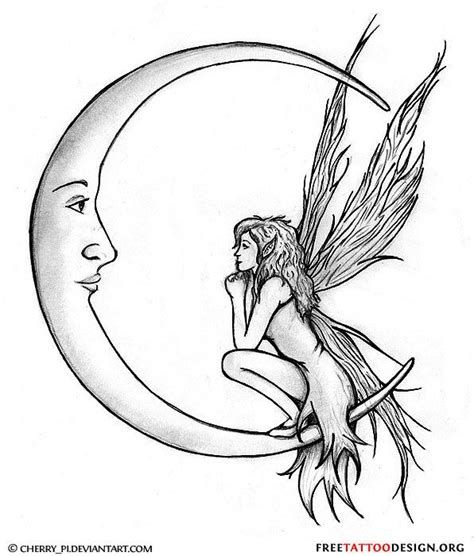 Fairy Moon Tattoo Sketch Fairy Moon Tattoo Sketch