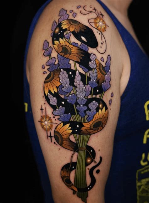 Floral Geisha Snake Tattoo Design Floral Geisha Snake Tattoo Design