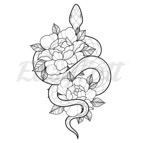 Flower And Snake Tattoo