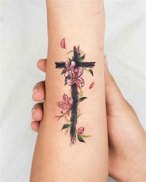 Flower Cross Tattoo