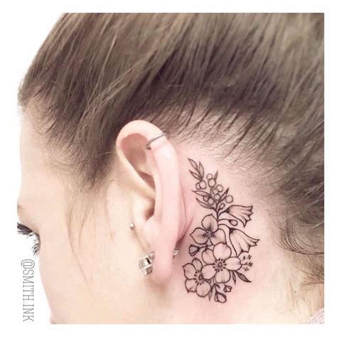 Flower Tattoos Behind The Ear Stunning Behind The Ear Flower Tattoos