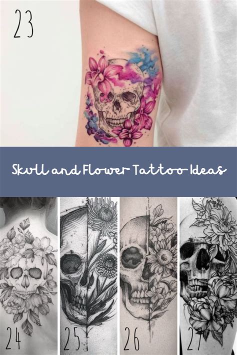 Flowers With Skulls Tattoos