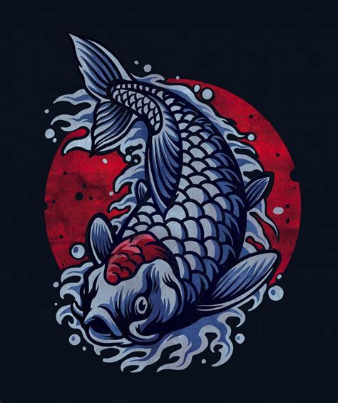 Free Stock Photo Of Koi Carp Tattoo Texturized Traditional Design