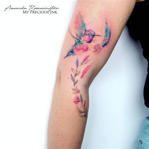 Freehand Watercolor Hummingbird Tattoo With Floral By Mentjuh On Deviantart
