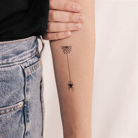Hanging Spider Temporary Tattoo Set Of 3 Etsy