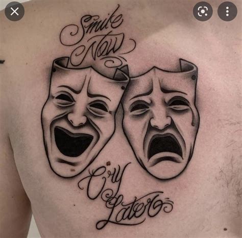 Happy Sad Face Mask Tattoo