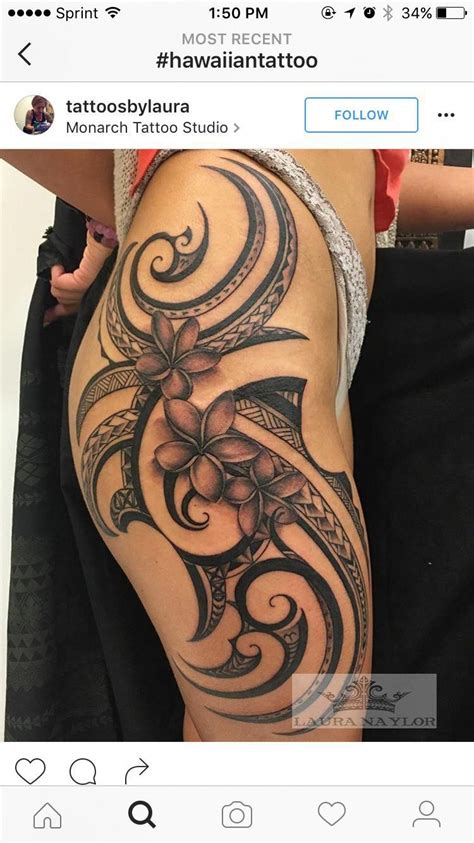 Hawaiian Tribal Tattoos For Women On Thigh