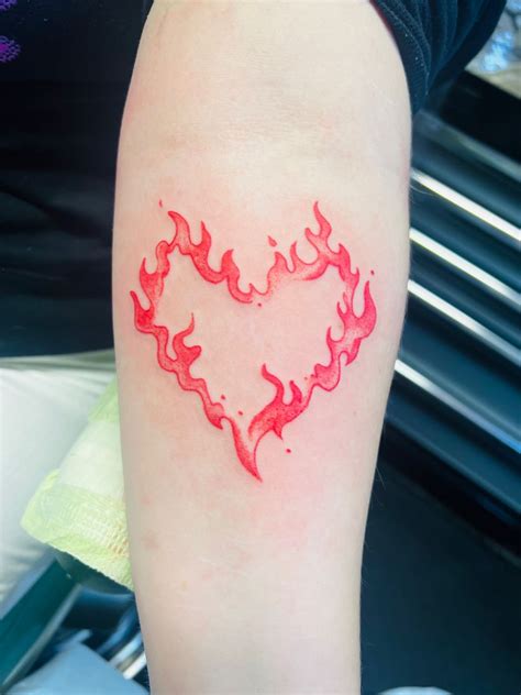 Heart With Flames Tattoo