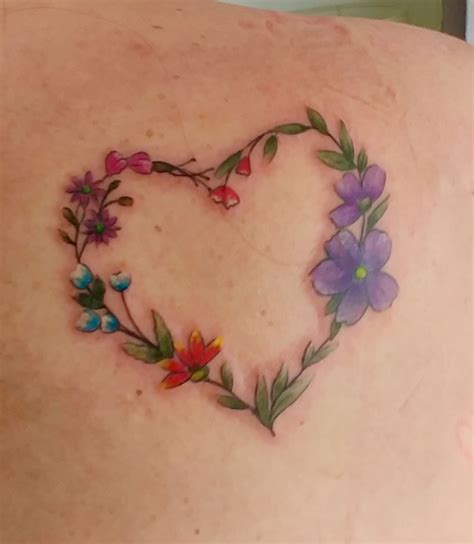 Heart With Flowers Tattoo
