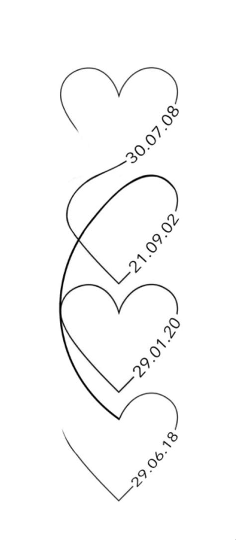 Hearts With Date Design Tattoo Idee Per Tatuaggi Tatuaggi Sulla