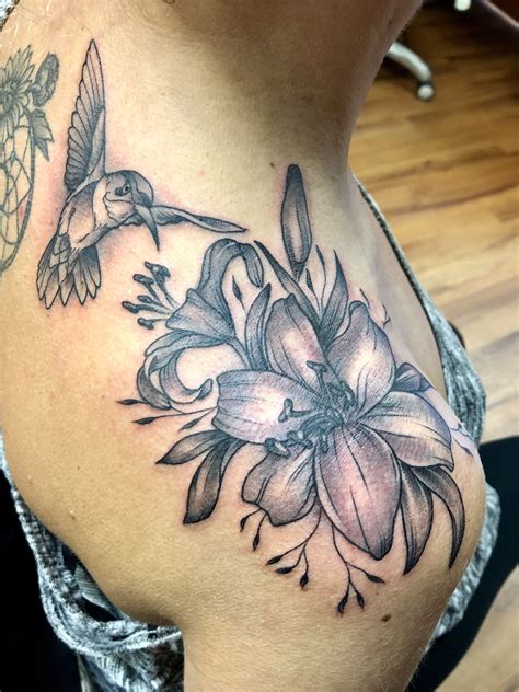 Hummingbird Flower Tattoo Black And White At Richard Avitia Blog