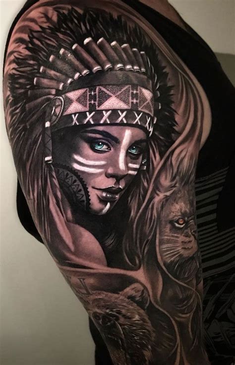 Indian Girl With Headdress And Face Paint By Dale Walsh R Tattoo